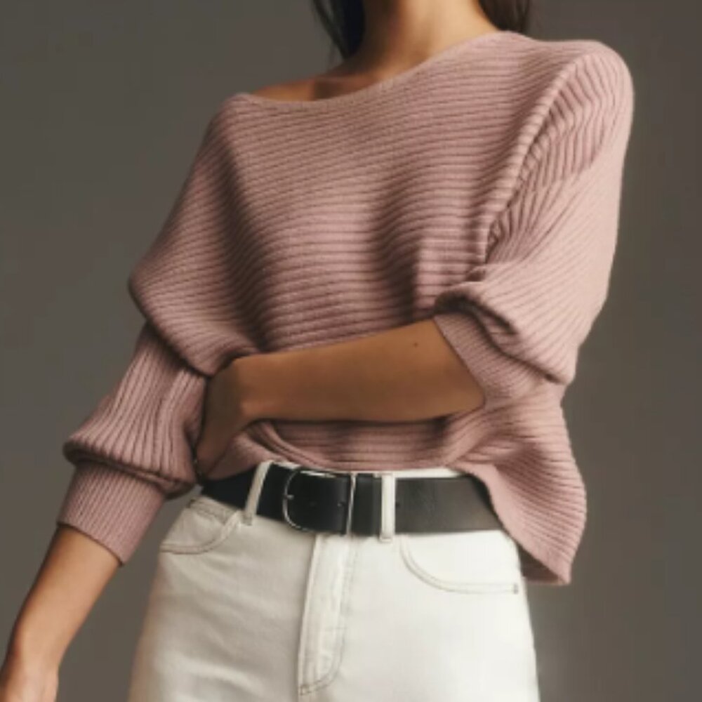 NWT Anthropologie Asymmetrical Cropped Pullover Sweater, Ribbed - Women 1X Plus